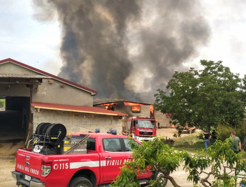 Conzano, grosso incendio in un’azienda agricola